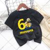 Minionses Boys Birthday Party T-shirt Cartoon Anime Pattern Number 1-9 Printed T-Shirt Kids Summer Clothes Fashion Tops Gifts
