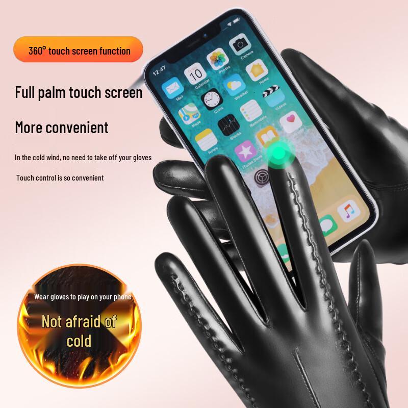 RED DRAGONFLY Women's Winter Fleece-Lined Sheepskin Leather Gloves