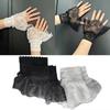 1 Pair Lace Ruffles Fake Cuffs Multi Layer Pleated Flare False Gloves Floral Pattern White Black Elbow Sleeve Cuff