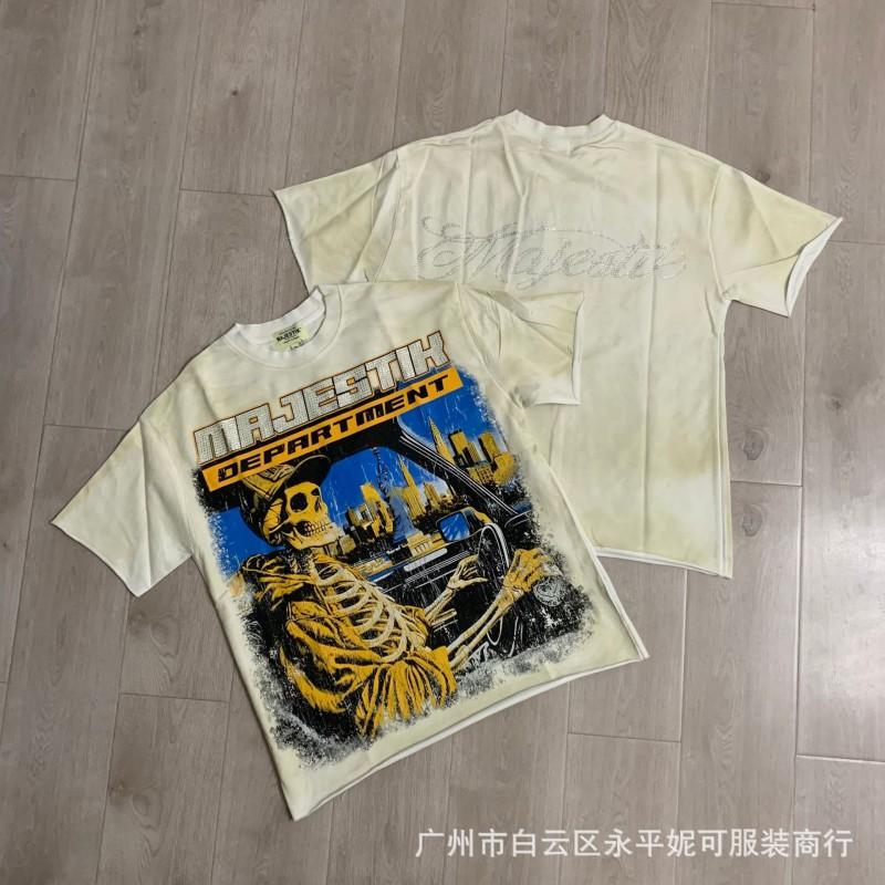 Mens Loose Fit Cotton Graphic Tee Streetwear Hip Hop Oversized Short Sleeve T-Shirt Teens