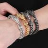 Massive Chinese Long Head Man Bracelet Vintage 8MM Width Stainless Steel Dragon Body Chain Bracelets Male Boys Jewelry Accessory