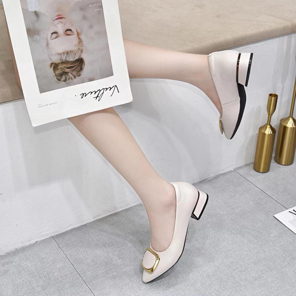 Женские туфли-лодочки на остром высоком каблуке, весенне-летние новые, с квадратной пряжкой, на одной педали, профессиональные, с открытой носочной частью, туфли-лодочки на толстом каблуке, рабочая обувь