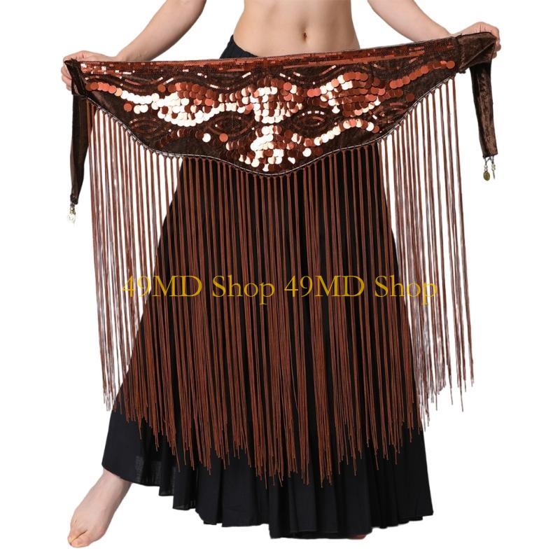 49MD Hip Wrap Hip Scarf for Indian Belly Dancer Stage Performances Waist Chain Belt