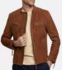 AL KHALID Men's Brown Suede Jacket 100% Pure Stylish Slim Fit Jacket Biker