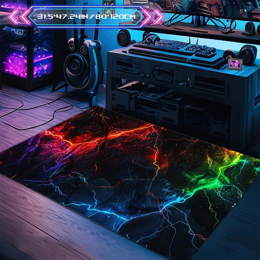 Bold Colorful Lightning Bolt Area Rug – Large Indoor Carpet for Bedroom Living Room Home Decor