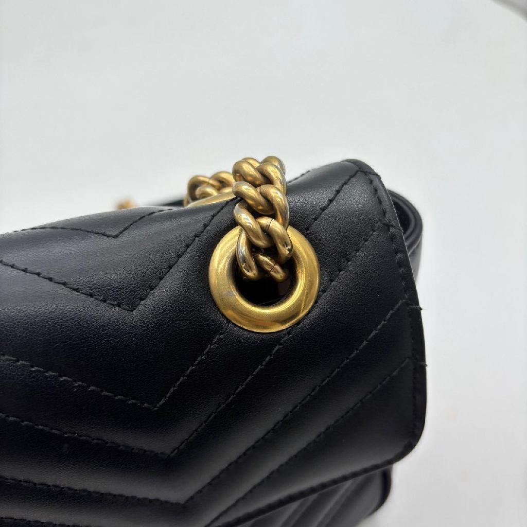 [Pre-Owned] Gucci GG Marmont Small Matelassé Shoulder Bag 'Black' - Very Good #1I5NVWR