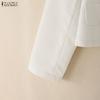 ZANZEA Women Round Neck Casual Long Sleeve Cardigan Blouse