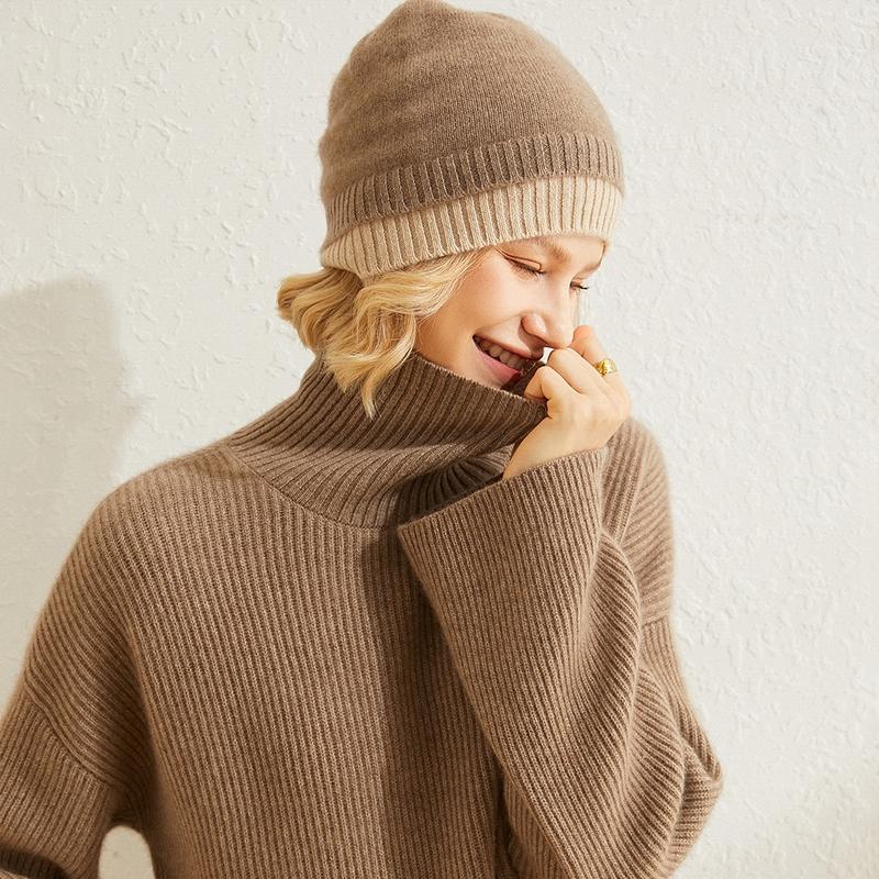 Шапка из 100% кашемира, мягкая шапка MERRILAMB, женская зимняя утолщенная теплая шапка с капюшоном, шапка с ворсом, женские вязаные шапки