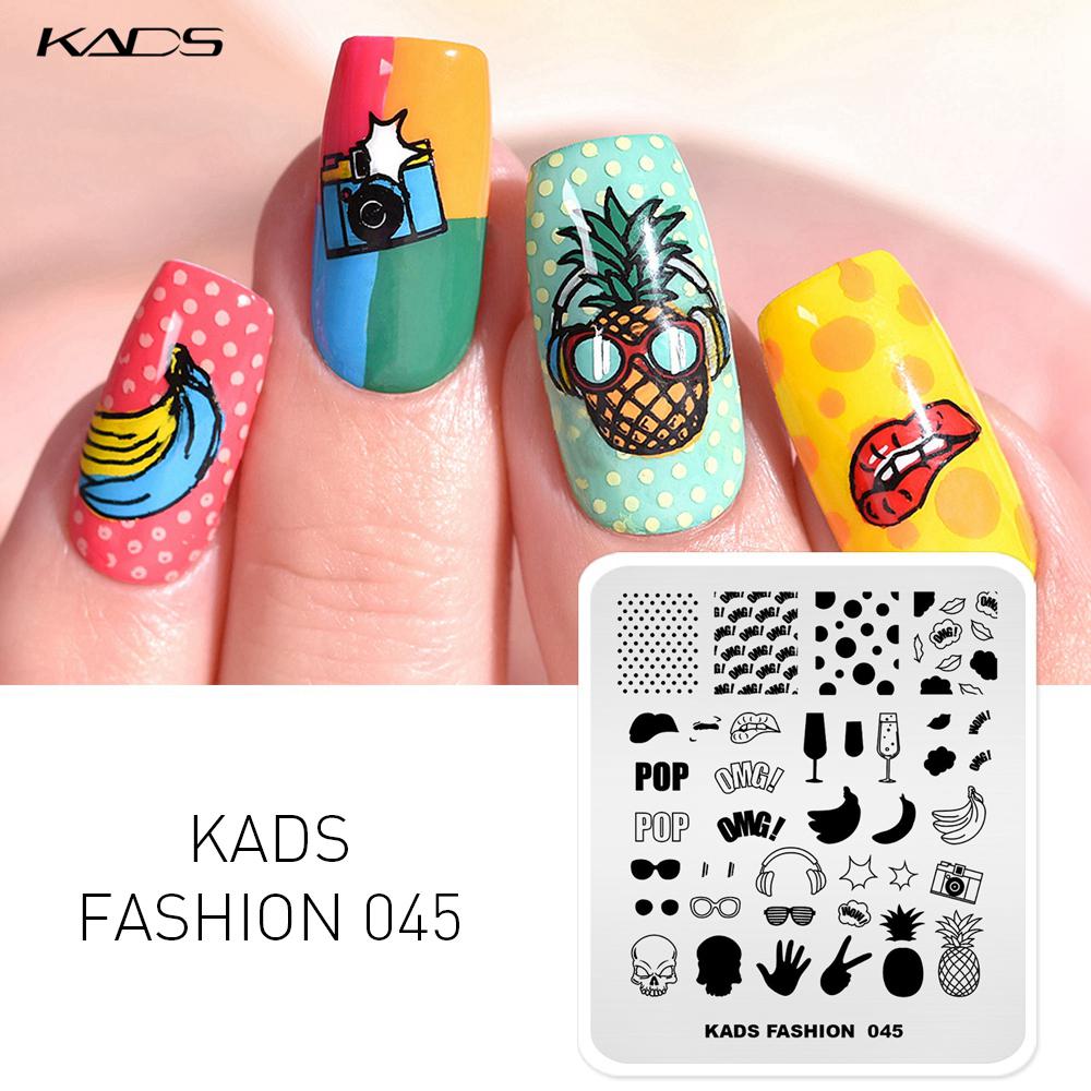 kads Модная пластина для штамповки фруктов и губ 045, трафарет с мультяшным рисунком для лака, шаблон для штамповки ногтей, инструмент для украшения ногтей