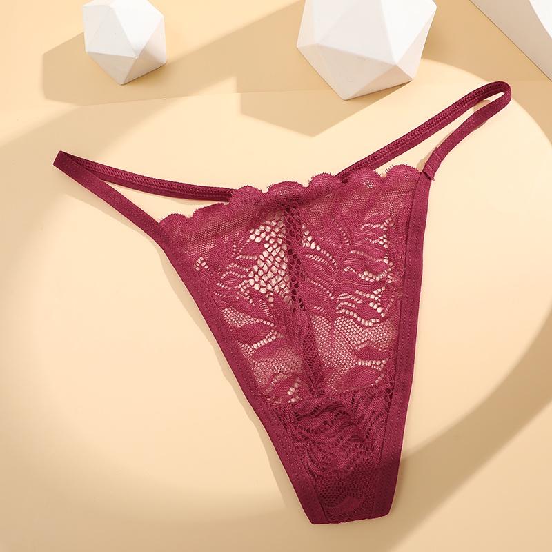 FINETOO Women Thongs Sexy Low-Waist G-string Lace Floral Panties Bikini Lingerie Soft and Comfortable