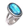 Ювелирное кольцо из чистого серебра 925 пробы с натуральным лабрадоритом, размер 7 Y9i22