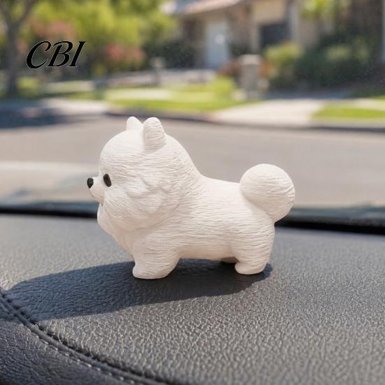 Dust-resistant Dog Figurine 3D Printing Ornament, White Matte Texture Fluffy Figurine, Durable Home Decor Mini Size Statue, for Office Desk Decoration