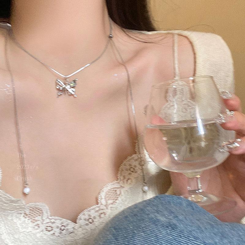 Trend Sweet Cool Wind Colorful Stone Heart Necklace for Women Pink Heart Chains Necklaces Pendants Fashion Aesthetic Y2K Jewelry