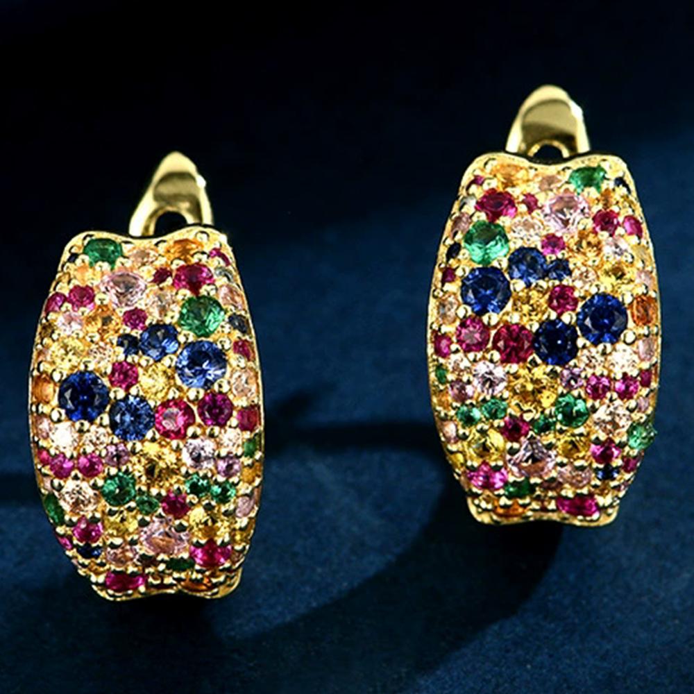 WUIHA Vintage 925 Sterling Silver Lab Sapphire High Carbon Diamonds Gemstone Wedding Engagement Hoop Hoops Earrings Fine Jewelry