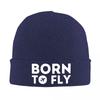 Шапки-бини Born To Fly Авиационная атрибутика Вязаная шапка Для спорта на открытом воздухе Теплые шапки для мужчин и женщин Зимние с принтом Хип-хоп Шапки-бини