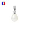 Compagnie Générale Des Perles - Articulated Pendant - Genuine Pear Cultured Pearl 7-8 Mm - 18 Carat White Gold - Women's Jewelry