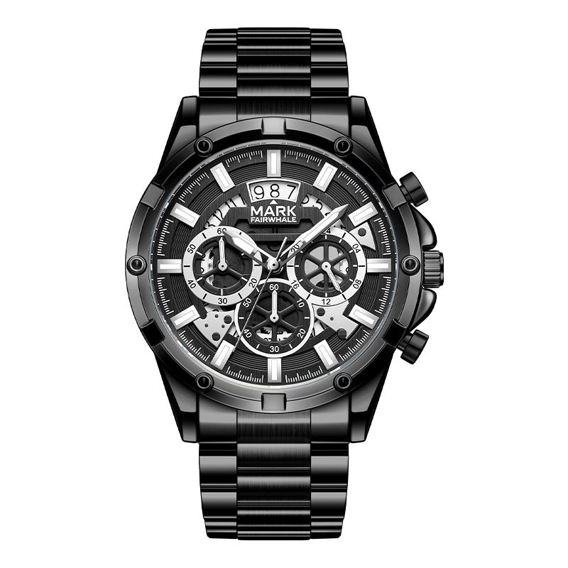 MARK FAIRWHALE Men's Quartz Watch FW‑5084 Series High‑Hardness Coated Crystal Stainless Steel Strap Business Wristwatch