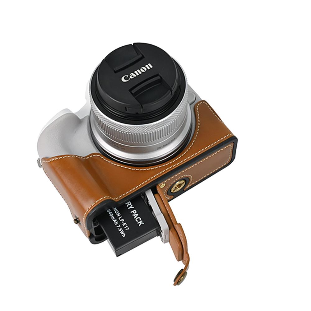 R100 Масло Кожа PU Кожа Чехол Половина Корпуса Камеры для Canon EOS R50 R100 Открытие Батареи Нижняя Крышка