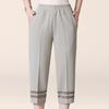 Summer Women Slim Cropped Pants Elastic High Waist Loose Trousers Middle-aged Women Pants Hollow Out Casual Pants