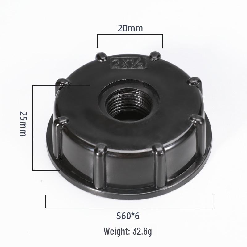 IBC Ton Barrel Valve Double Inner Tooth Adapter with Cover - 4, 6 Points, 1 Inch Center Ring