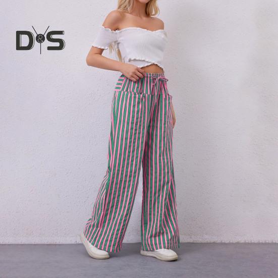 Женские длинные брюки с низкой посадкой, эластичной талией, регулируемыми шнурками, повседневными брюками с карманами, свободными широкими брюками