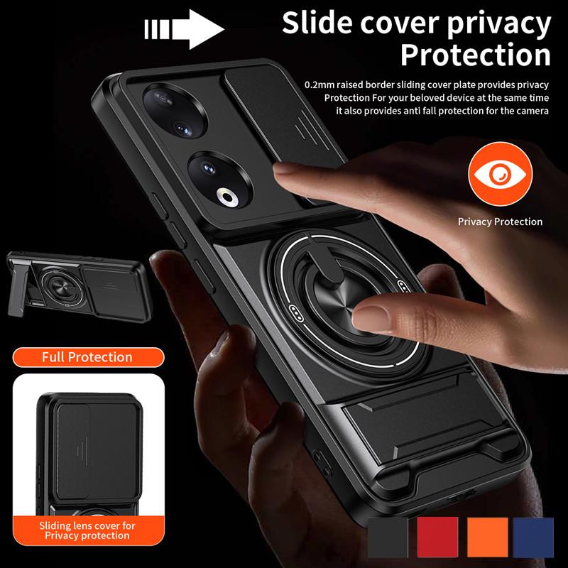 Armor Phone Case For Honor 90 Smart 90 Lite Cover Lens Protection Magnetcic Ring Stand Holder Back Shell Fundas