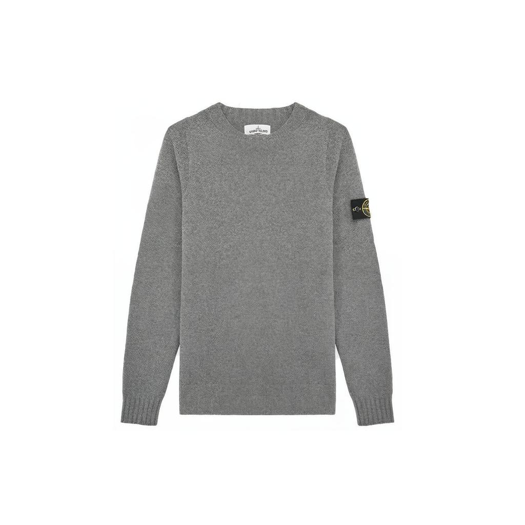 Stone Island Pullover Ribbed Knit Wool Blend Solid Color Urban Functional Sweater Men sweater Gray 7315505A3-V0060