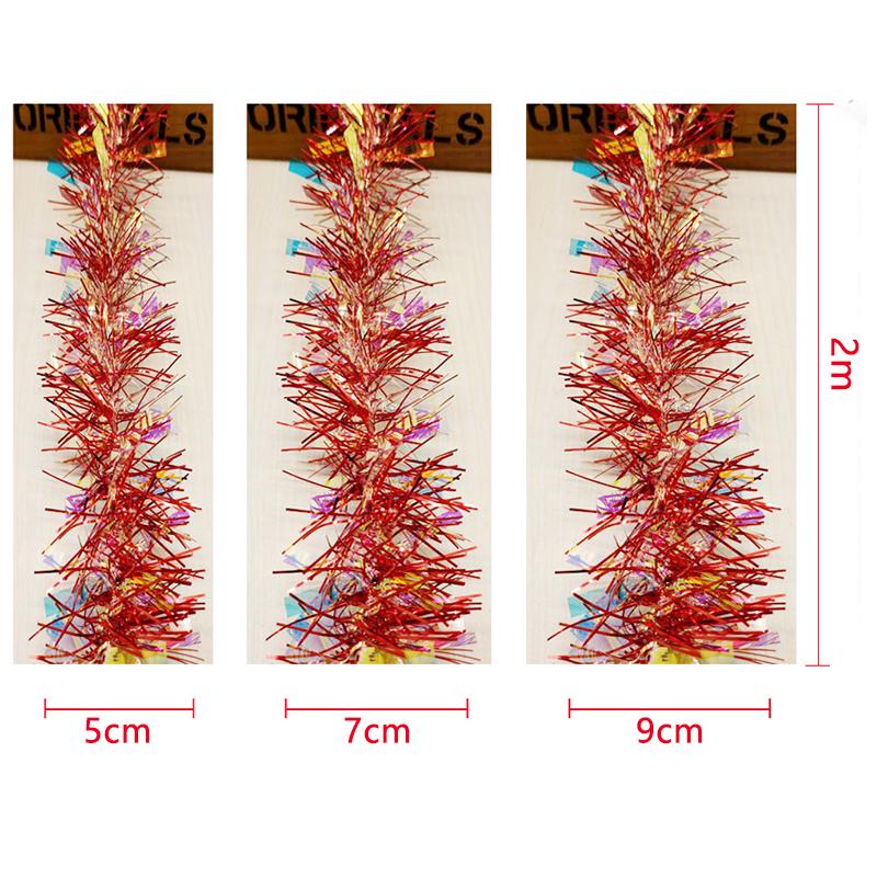 2 м блестящая рождественская мишура, проволочная гирлянда, украшение для рождественской елки, металлическая проволочная лента, подвесная новогодняя рождественская гирлянда, домашний декор
