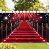 2D VIP Event Red Carpet Tapestry Glamour Stairs with Ropes & Stanchions Wall Art