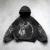 Ретро Готический Графический Принт Хип-Хоп Худи для Мужчин Y2k Гранж Панк Повседневный Свободный Пуловер Женский Уличный Свитшот Худи
