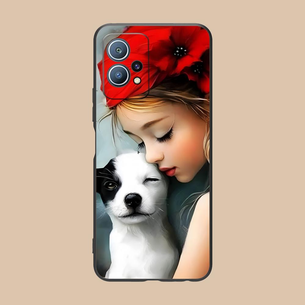 Girl Dog Puppy Matte TPU Mobile Phone Case for Huawei P60 P50 P40 P30 P20 P10 P9 P8 Pro Lite Plus Colorful Printing Cover