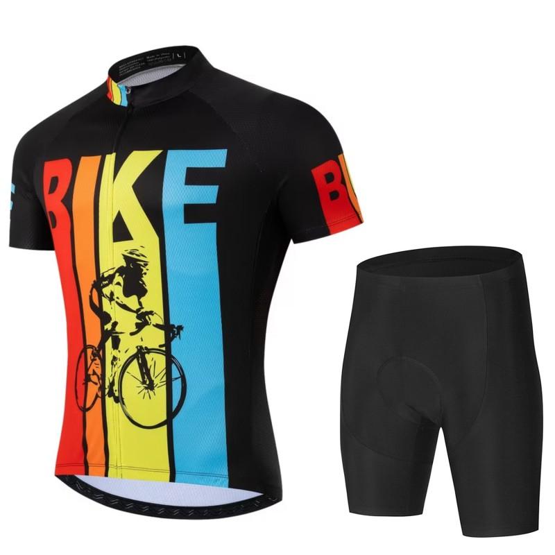 Mens Cycling Jersey Bib Shorts Set Quick Dry Breathable Road Mountain Bike Apparel