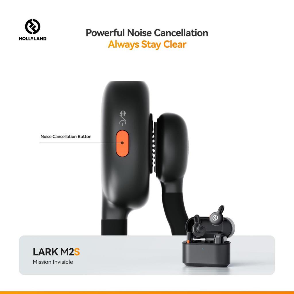 Hollyland Lark M2S Wireless Microphone with USB-C Plug for iPhoneand Android, Titanium Clip, Plug-and-Play, 300m Range, for Vlogging, YouTube