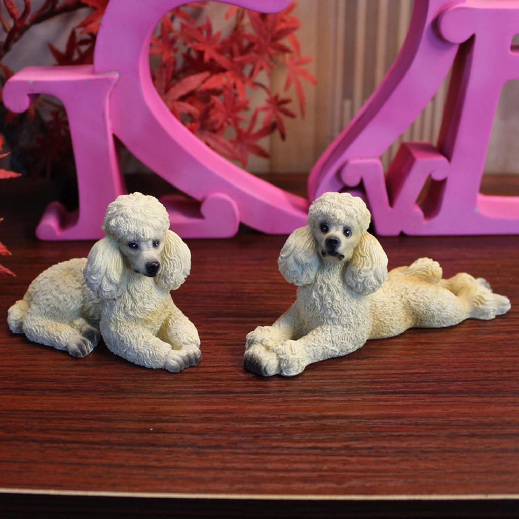 Creative Animal Figurine Toy Resin Material Art Crafts Collectibles Poodle Statue Pet for Dining