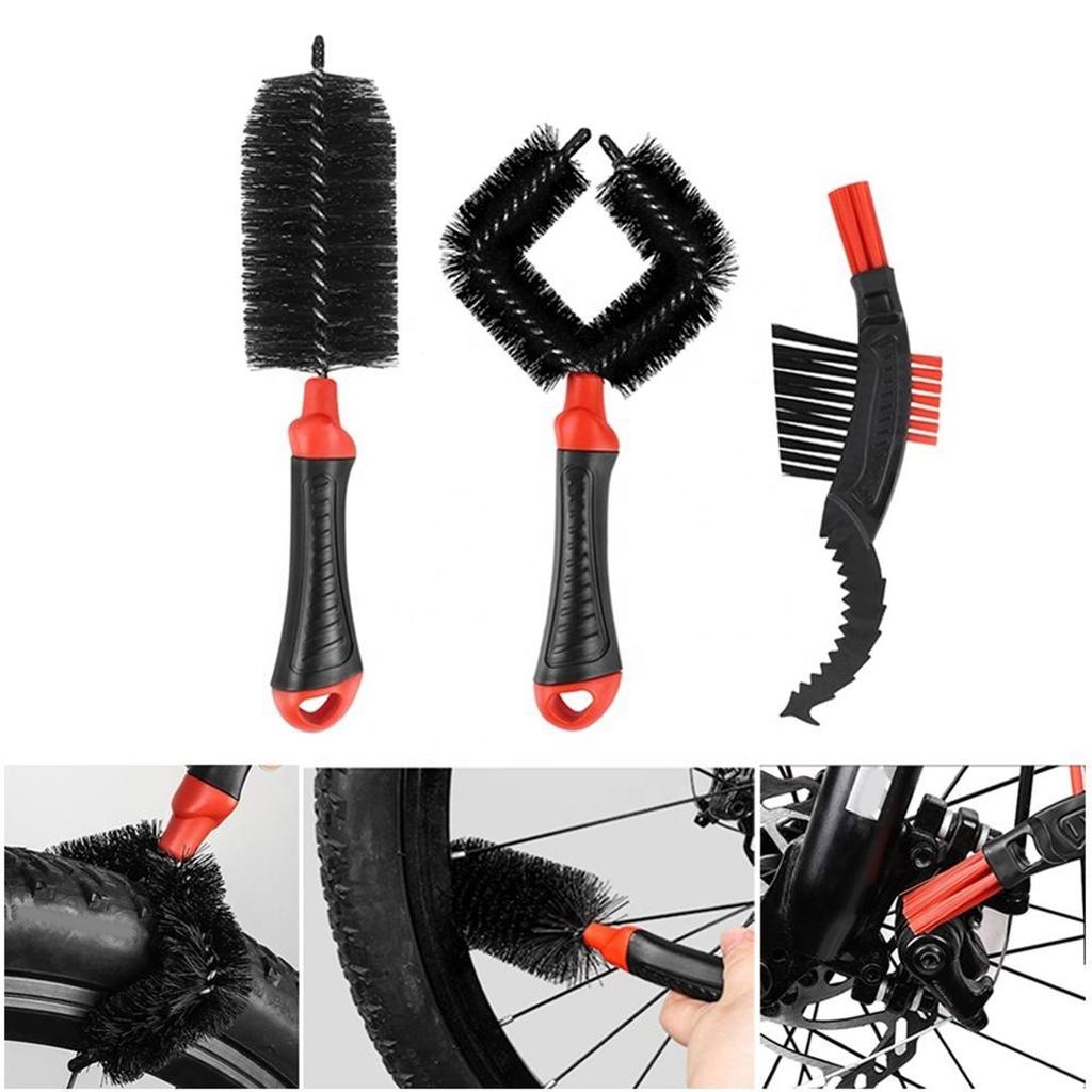 3pack Bike Scrubbers Quick Washing Brush Large Brush Chain Washer Small Brush for Maintenances Professional