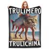 Trulimero Trulichina Funny Cat Fish Meme Blankets Camping Flannel Bedding Throws For Couch Chair Warm Custom Quality Bedspread