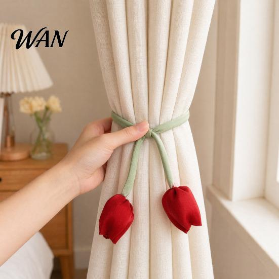 Versatile Curtain Ties 2Pcs Tulip Bud Ties, Decorative Tiebacks, Flower High-end Fabric Buds Soft Rope Tiebacks for Bedroom Curtains Patio Drapes