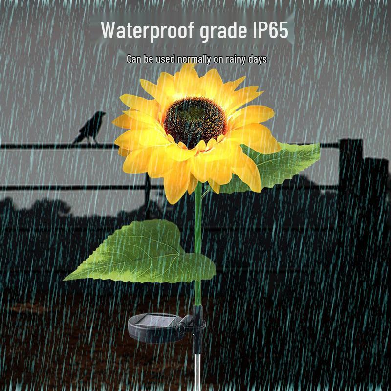 Водонепроницаемая IP65 Солнечная Подсолнух Садовый Светильник на Колышке для Сада и Газона на Открытом Воздухе.