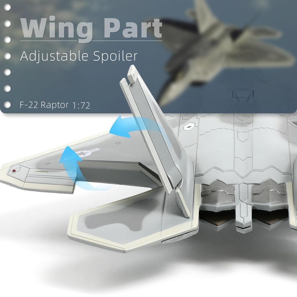 NUOTIE Raptor Metal Fighter Attack Prebuild Model Finish Product Aircraft Alloy Diecast Airplane Military Display Model Aircraft 27th 1/72 F-22 (FF