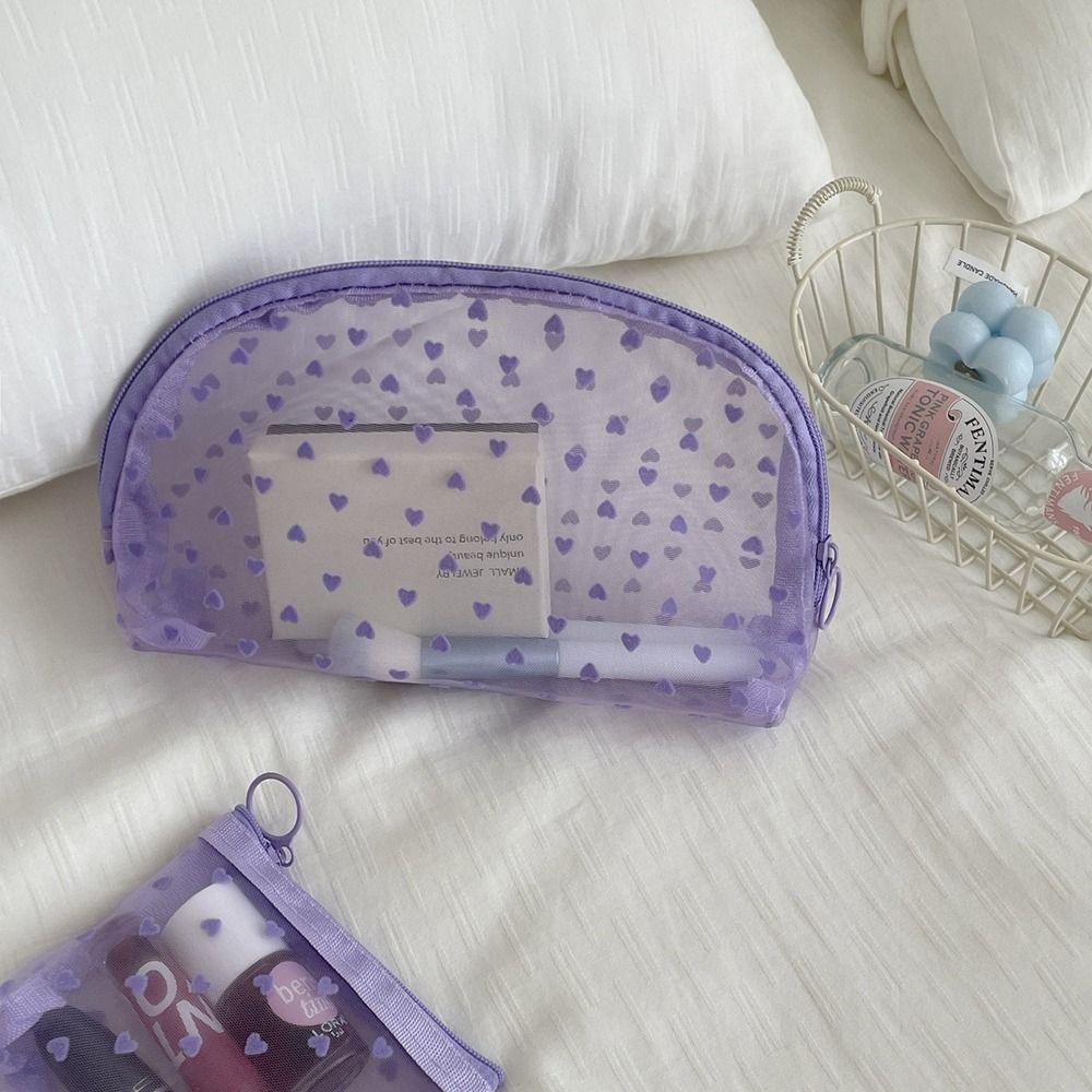 Mesh Cosmetic Bag Wave Point Storage Bag Portable Makeup Bag Outdoor