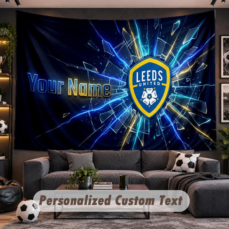 Wall Hanging Tapestry Custom NameLeeds United Pattern Personalized Printed Fabric Wall Decor