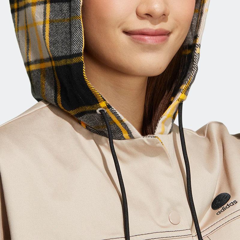 Adidas Нео короткая куртка на молнии с капюшоном и длинными рукавами Женская верхняя одежда цвета хаки IA6892