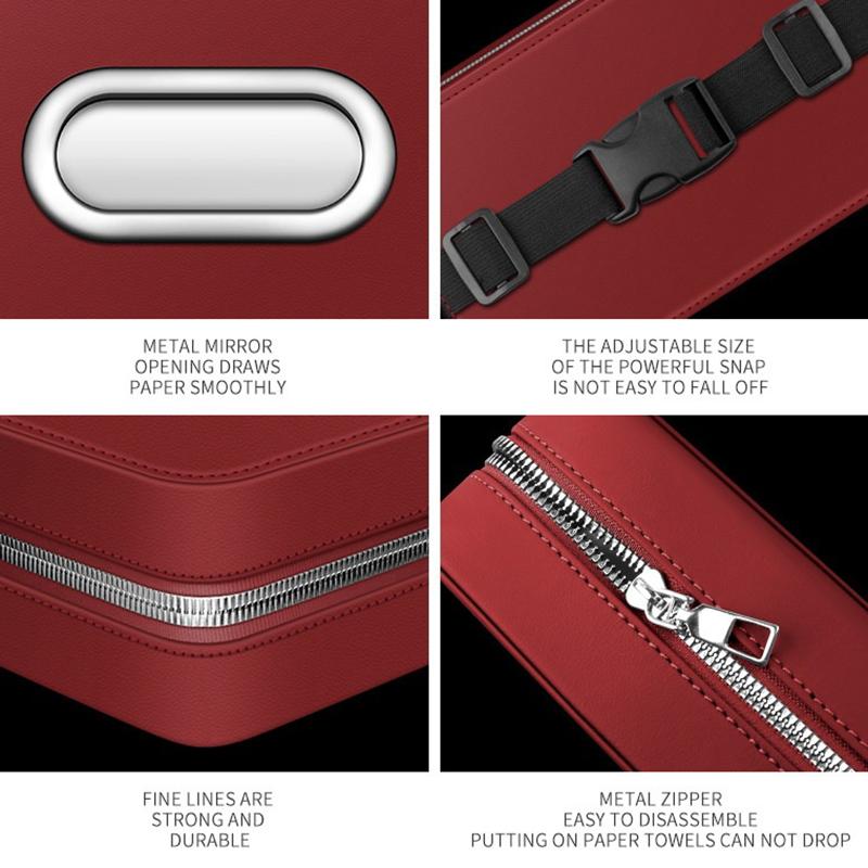 Car Leather Tissue Box With A Simple And High-End Feel, Car Seat Back Armrest Box, Multi-Functional Hanging Tissue Storage Box