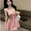 Bow Tie Lace-up Slim JK Uniform Camisole Mini Skirt Dress
