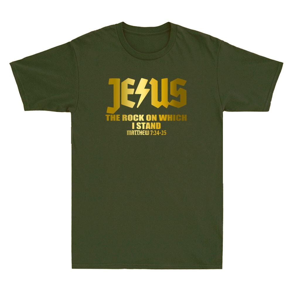 Christian Jesus Rock Band Matthew 724 Funny Quote Golden Print Unisexs Tshirt