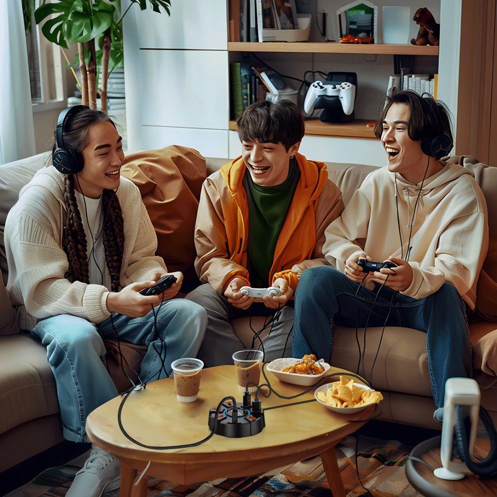 USB-разветвитель 7 портов Множественный расширитель RGB-подсветка Мульти-разветвитель Адаптер Адаптер зарядного устройства