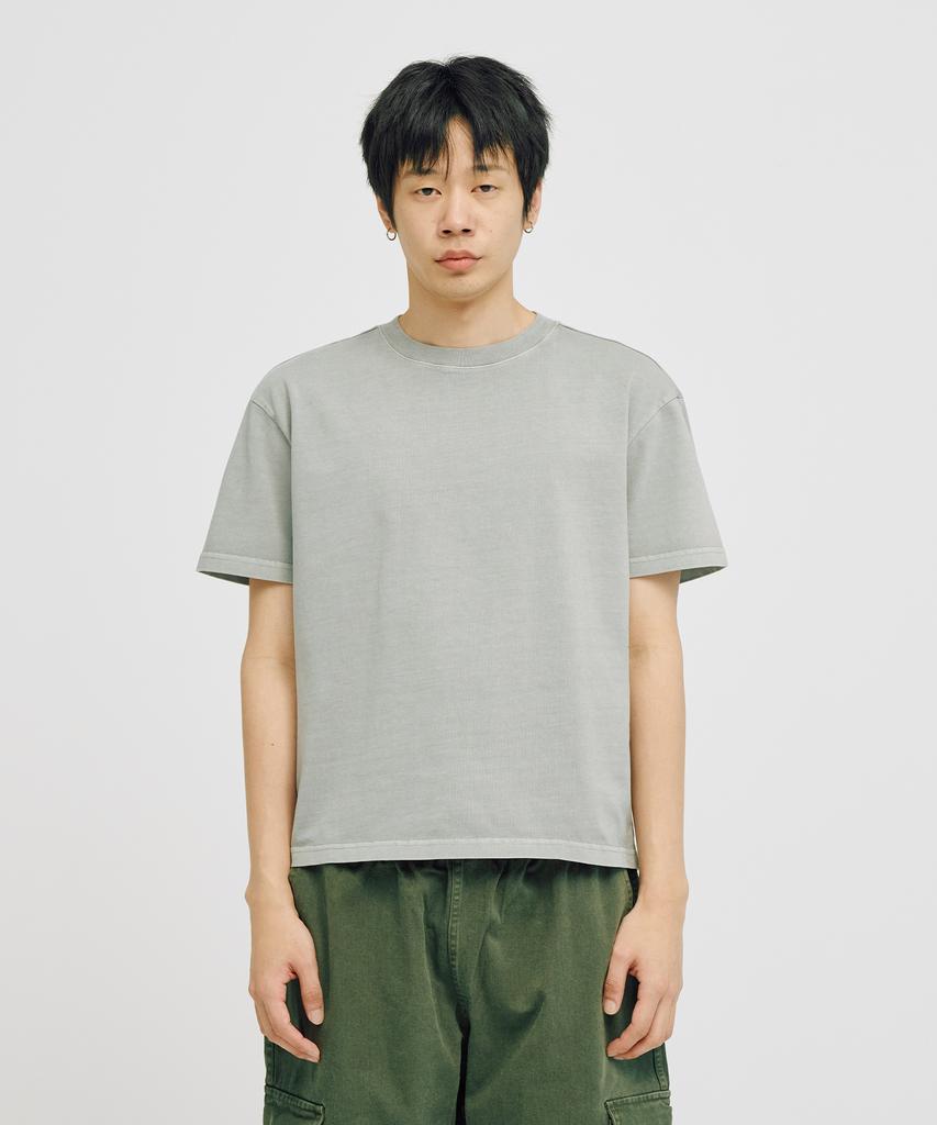 TAKEASY Pigment Layered Crop Top (Gray + Dusty Pink)