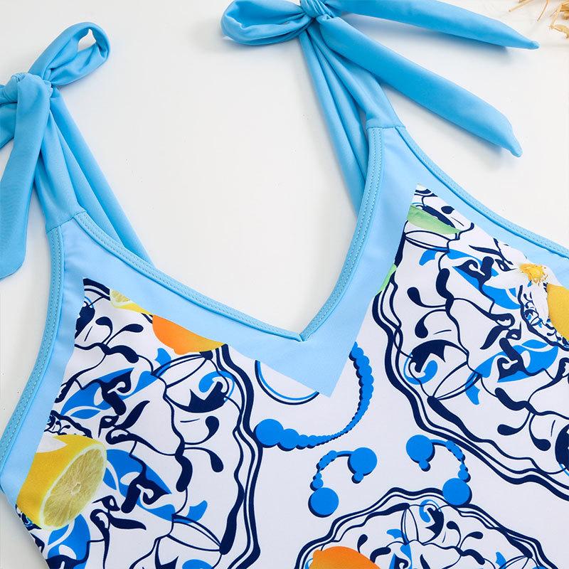 New One-piece Swimsuit for Women Tight Slim Retro Strap Swimsuit Suit Chiffon Long Skirt