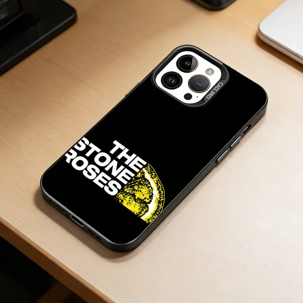 B-Band The Stone Roses Phone Case For iPhone 17,16,15,14,13,12,11 Plus,Pro Max,XS,Colored Silver Plated Inside Cover