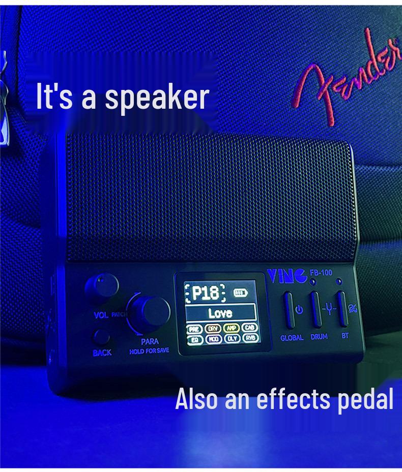 Ving FB100 Bluetooth Перезаряжаемый Электрогитарный Усилитель с Мультиэффектами, Портативный для Выступлений на Открытом Воздухе.
